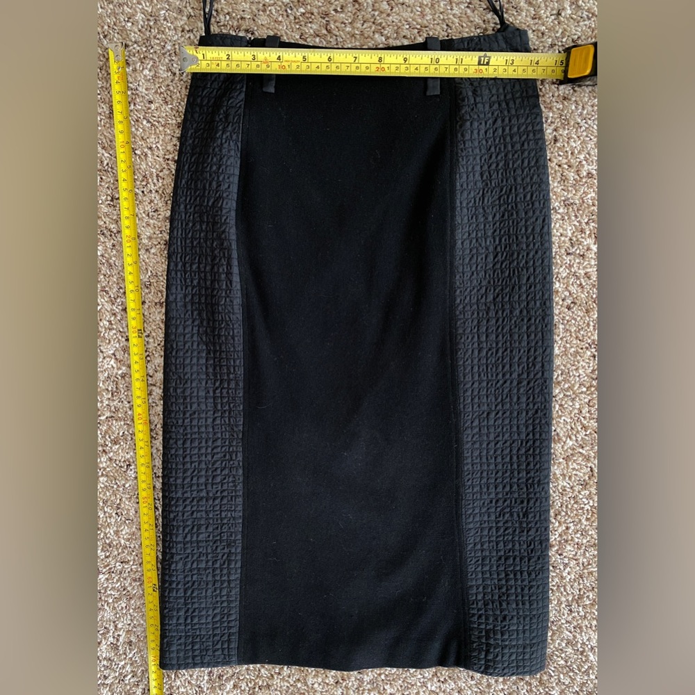 Bellvilles Black pencil Skirt 100% wool quilted side panels Lined size S - Picture 5 of 6
